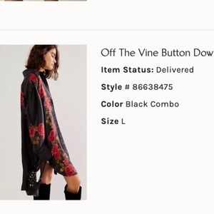 Free People Off the Line button down the front statin top size large